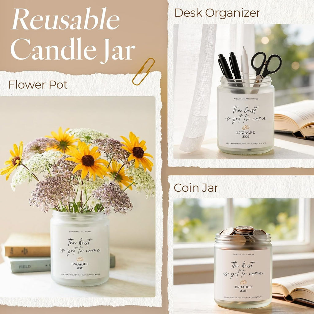 Engagement candle with celebratory message