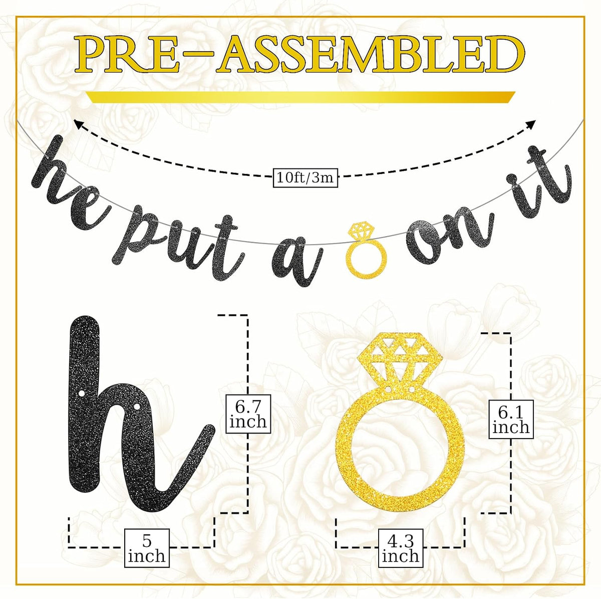 Pre-strung engagement banner for bridal showers