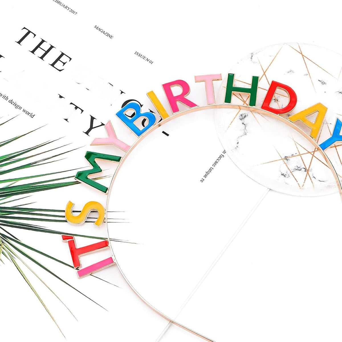 Rainbow birthday headband for celebration photos