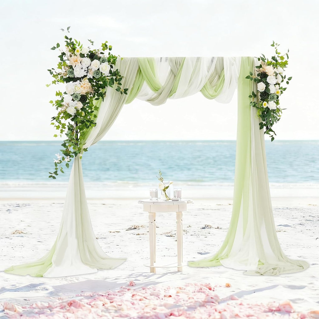 Green floral arch décor for wedding ceremonies