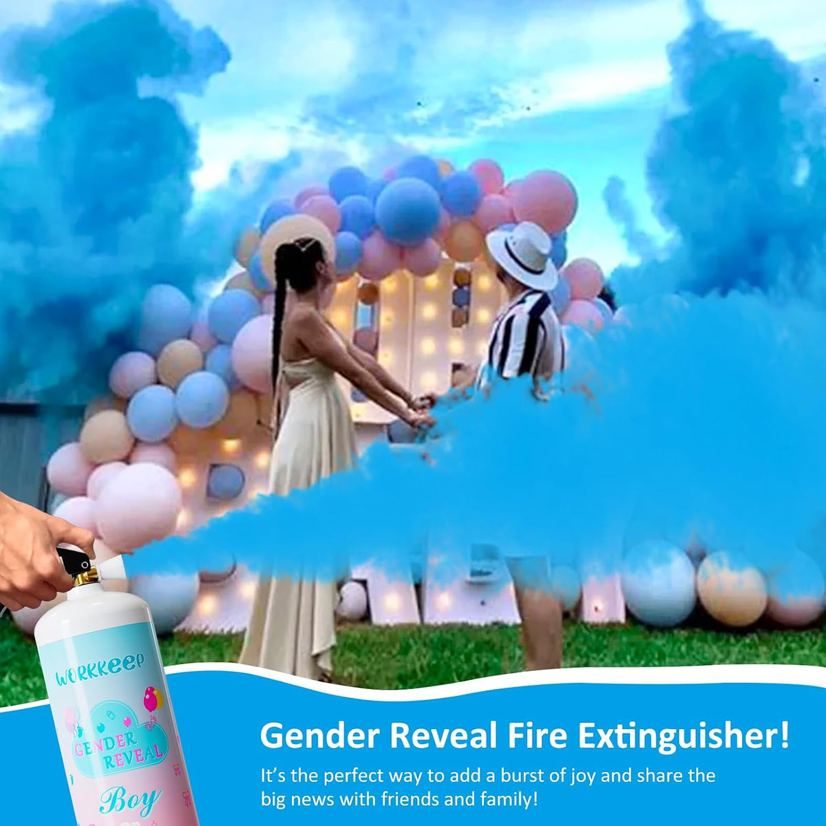 Blue gender reveal powder activity set