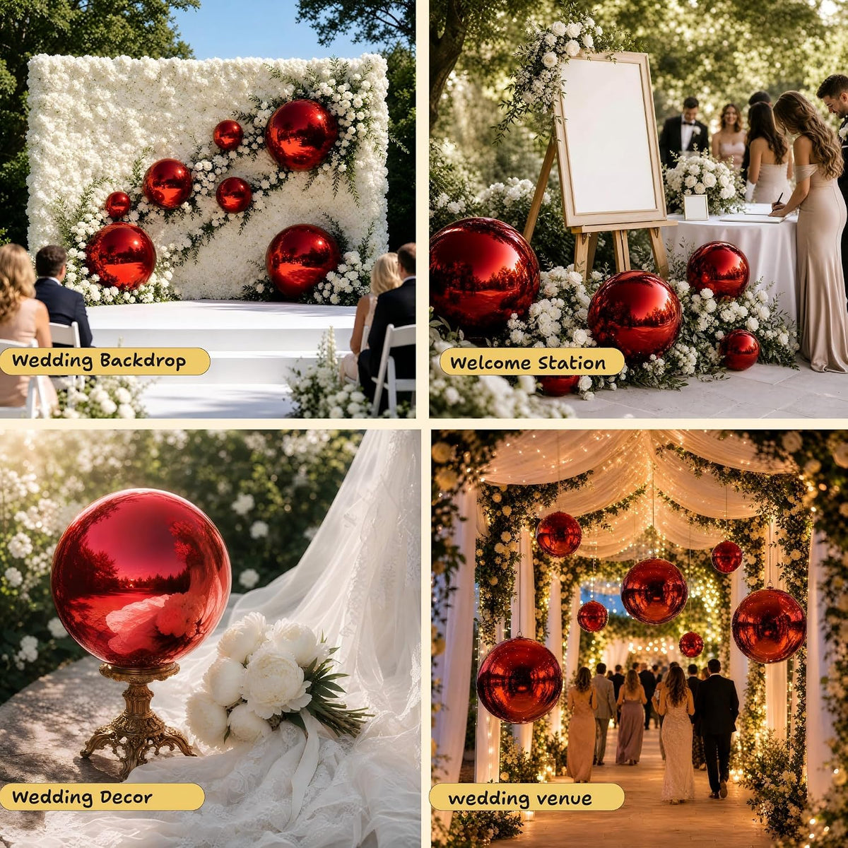 31.5-inch red reflective inflatable mirror ball