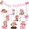 Pink cowgirl birthday decoration kit