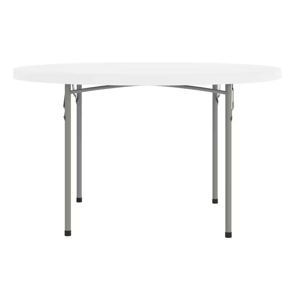 Round white folding table for events