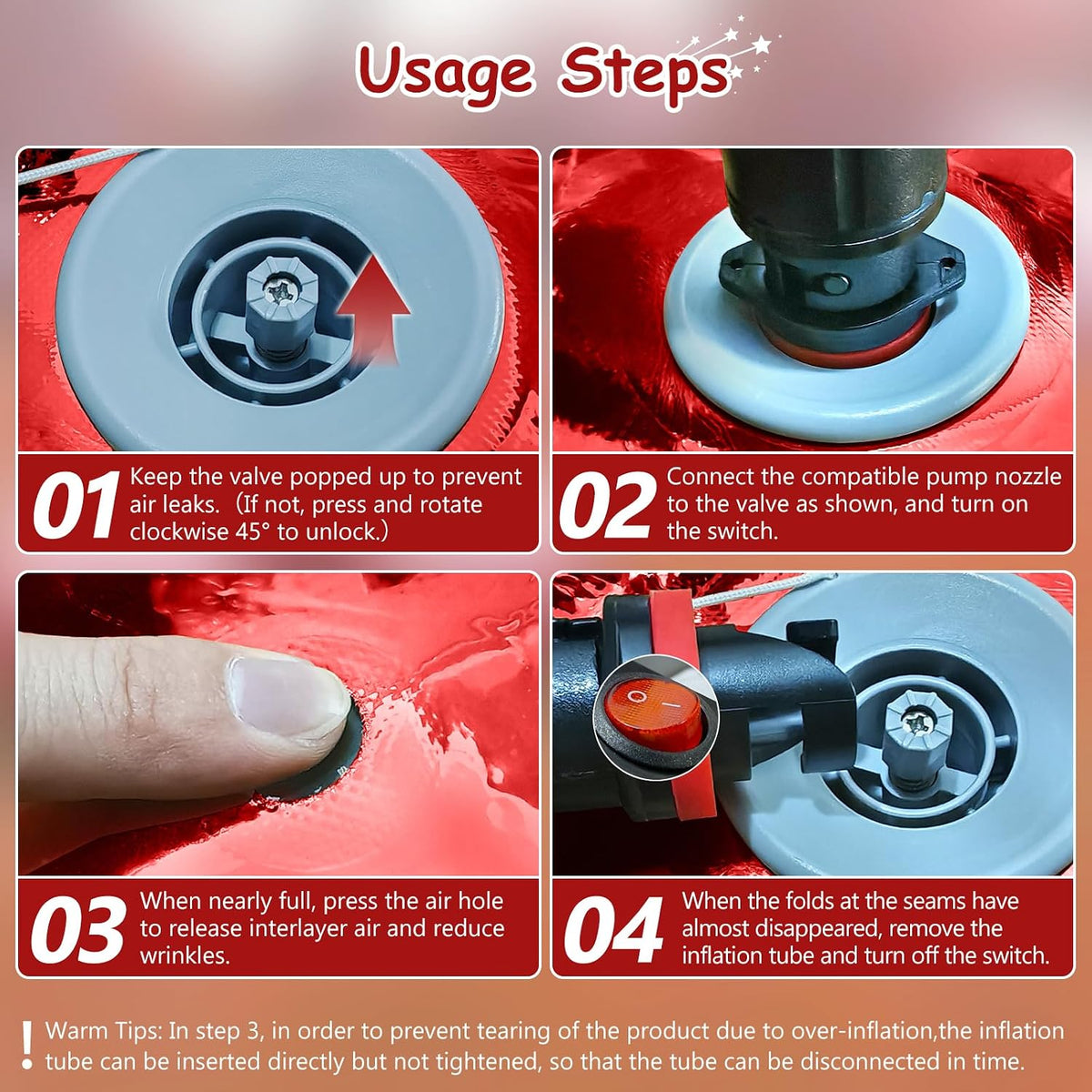 Reusable red inflatable mirror ball decoration