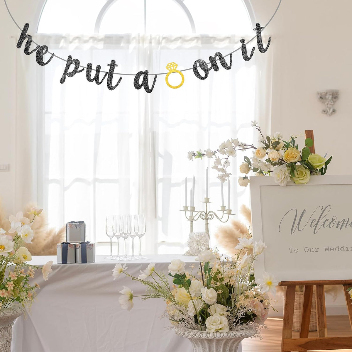 Pre-strung party banner for engagement celebrations