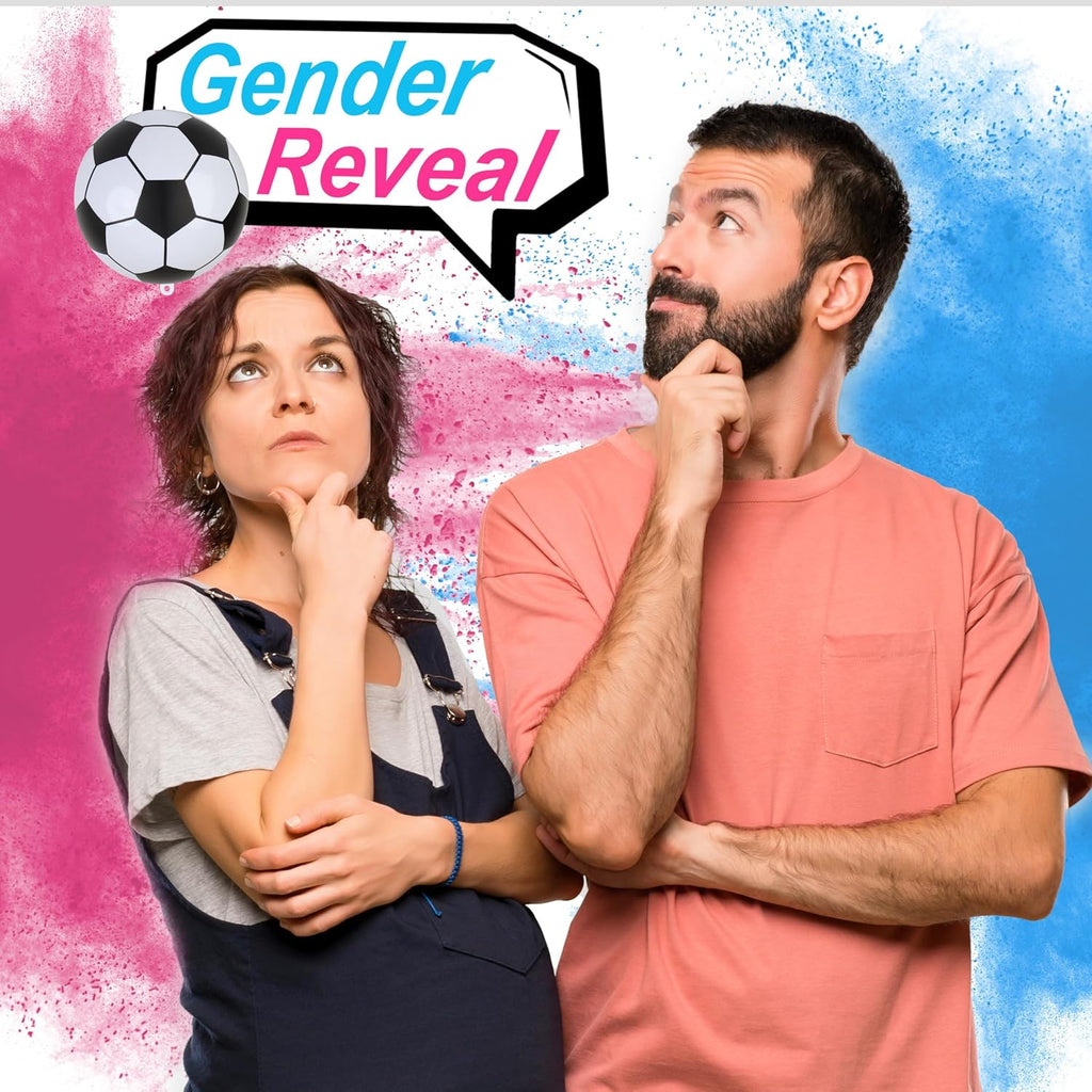 Soccer-themed gender reveal party activity