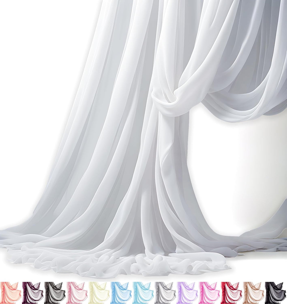 White chiffon draping fabric for event décor