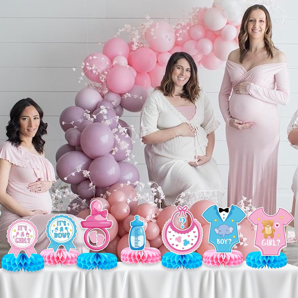 Pink and blue baby reveal centerpieces