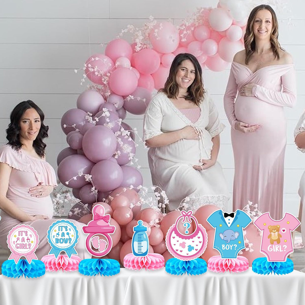 Pink and blue baby reveal centerpieces