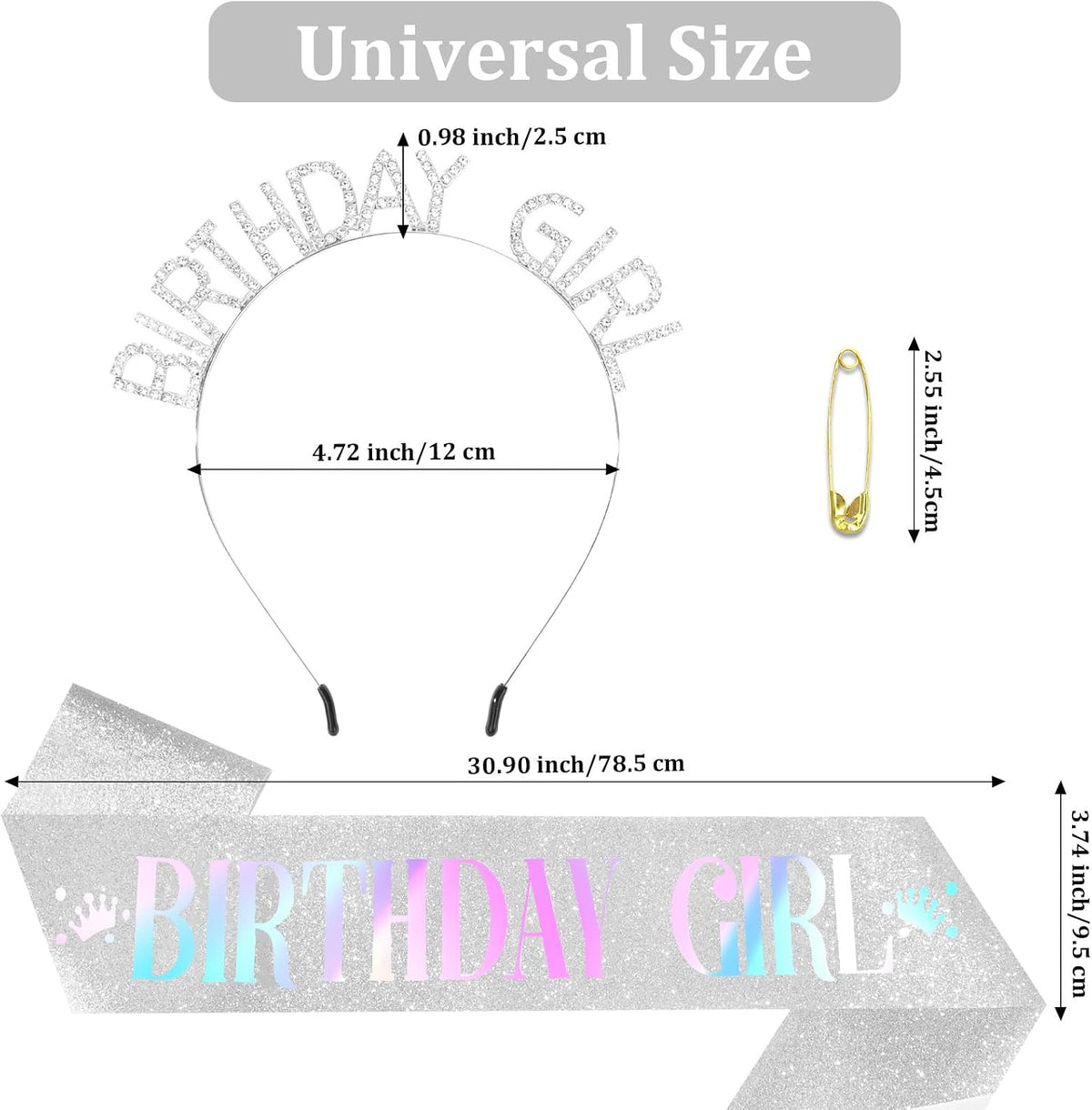 Silver birthday accessory set for the guest of honor
