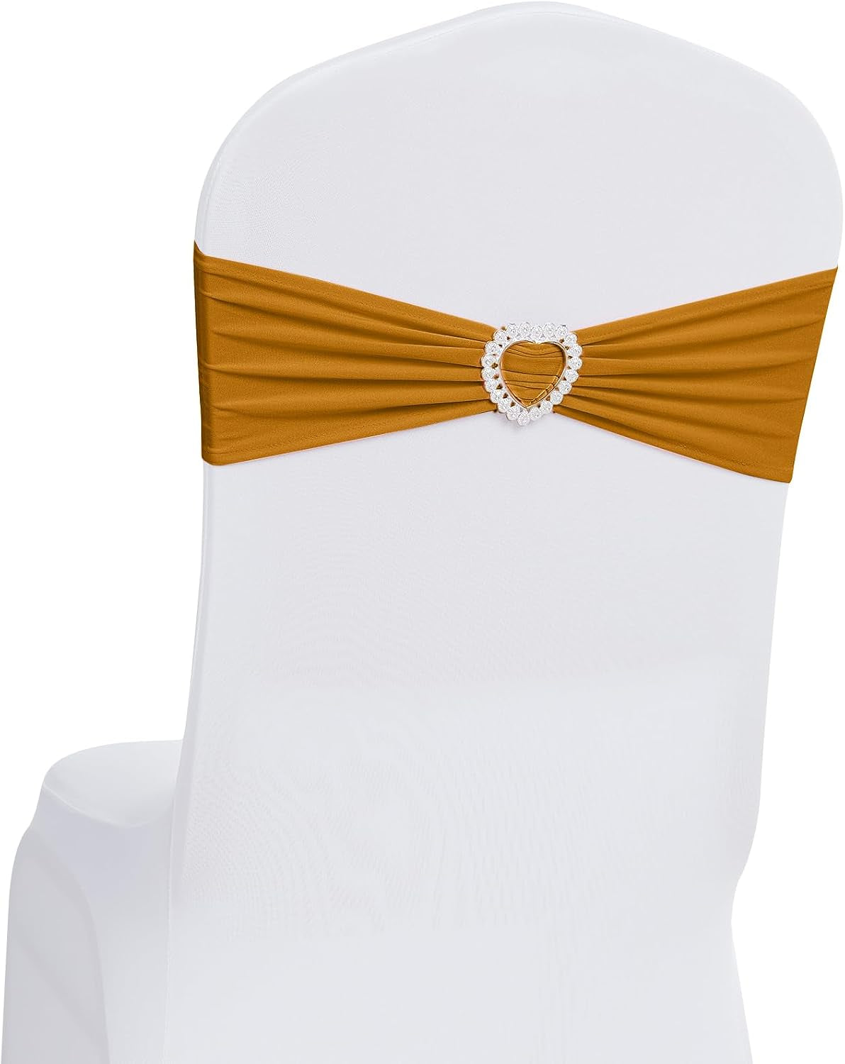 Gold spandex chair sashes with decorative buckle