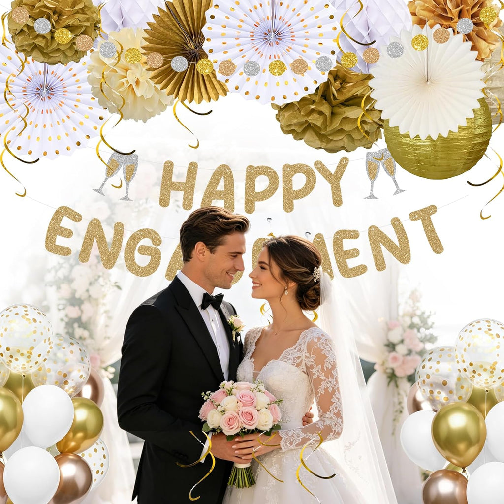 Champagne gold engagement décor for party backdrops