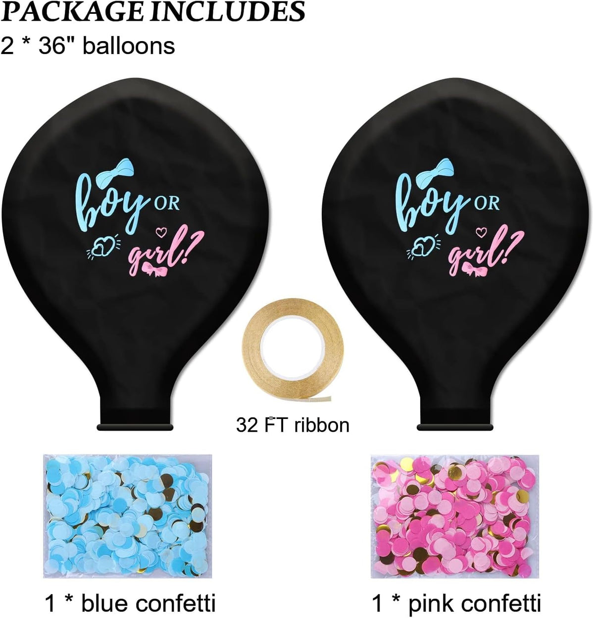 36-inch black balloons for baby gender reveal