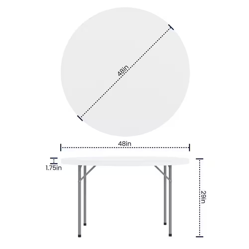 Round folding event table for up to six guests