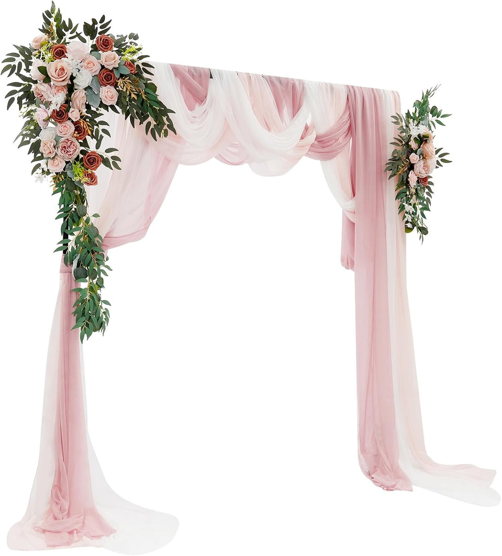 Pink artificial wedding arch floral and draping kit