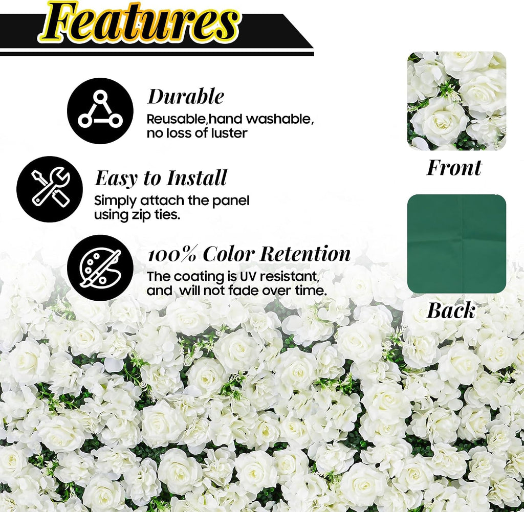 12-pack white artificial flower wall panels