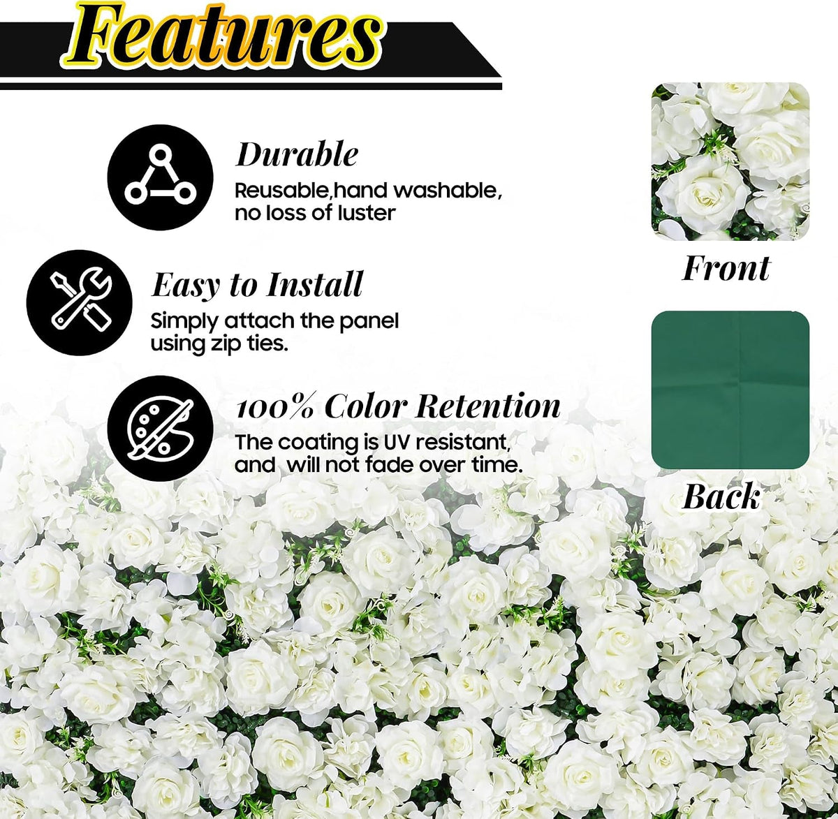 12-pack white artificial flower wall panels