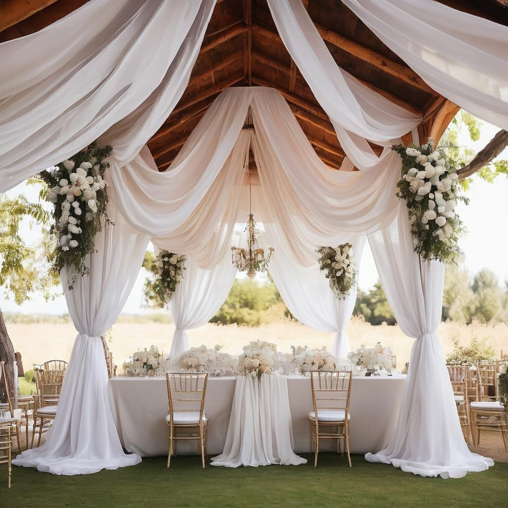 White chiffon fabric for baby showers and weddings