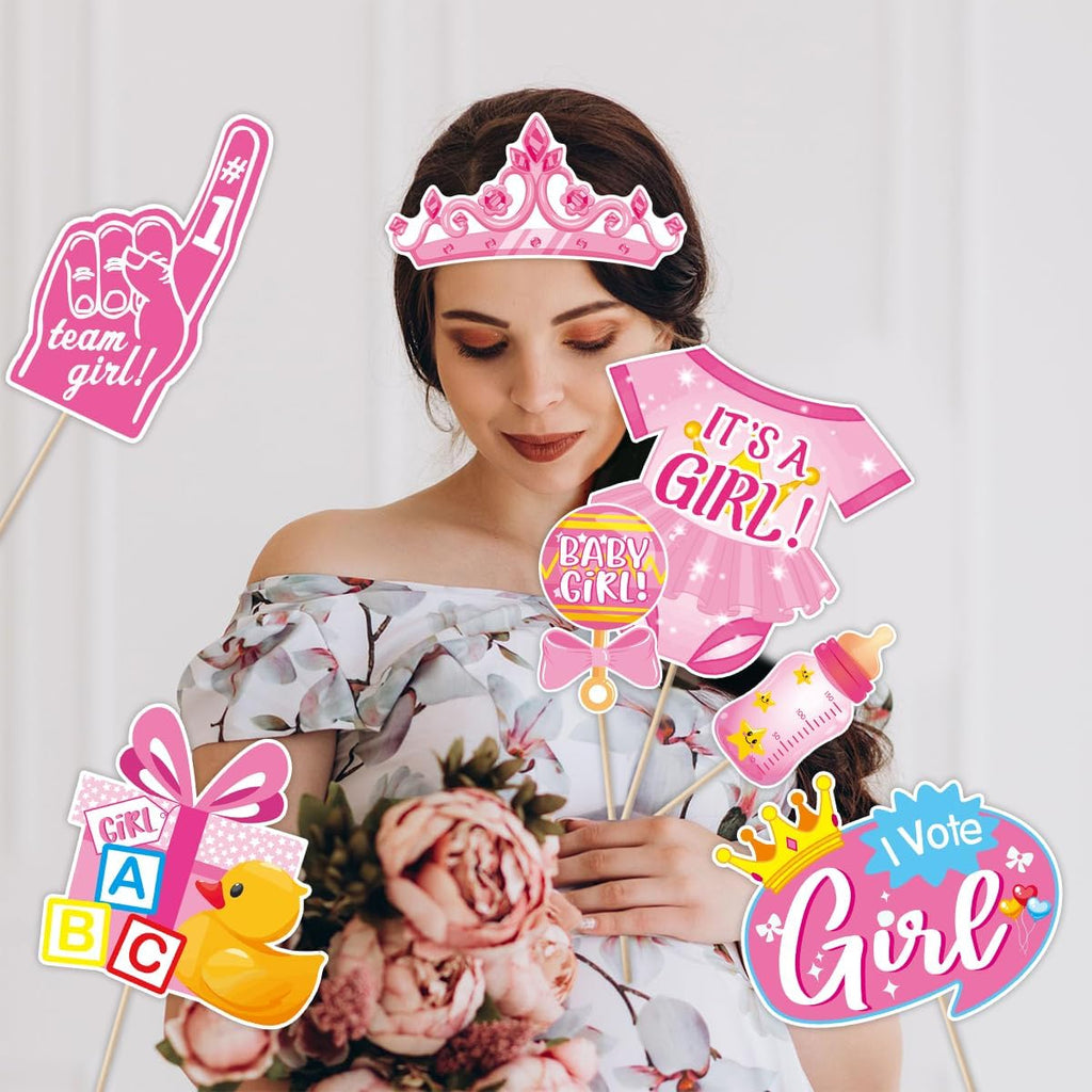 Gender reveal photo booth accessory set