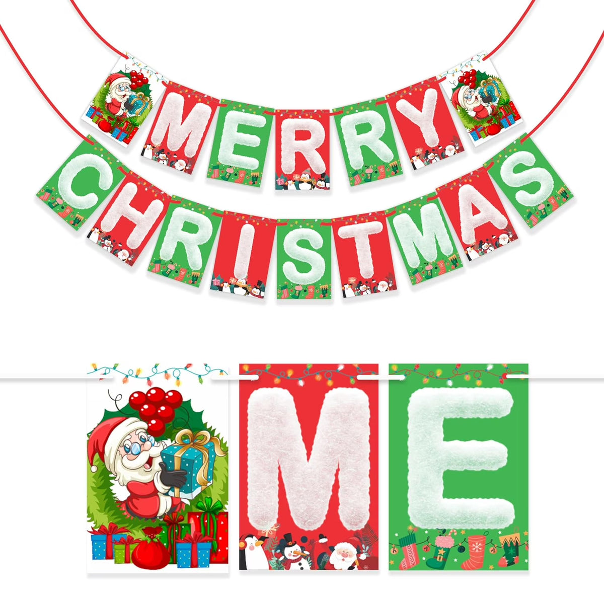 Holiday party décor set with Christmas banner and props