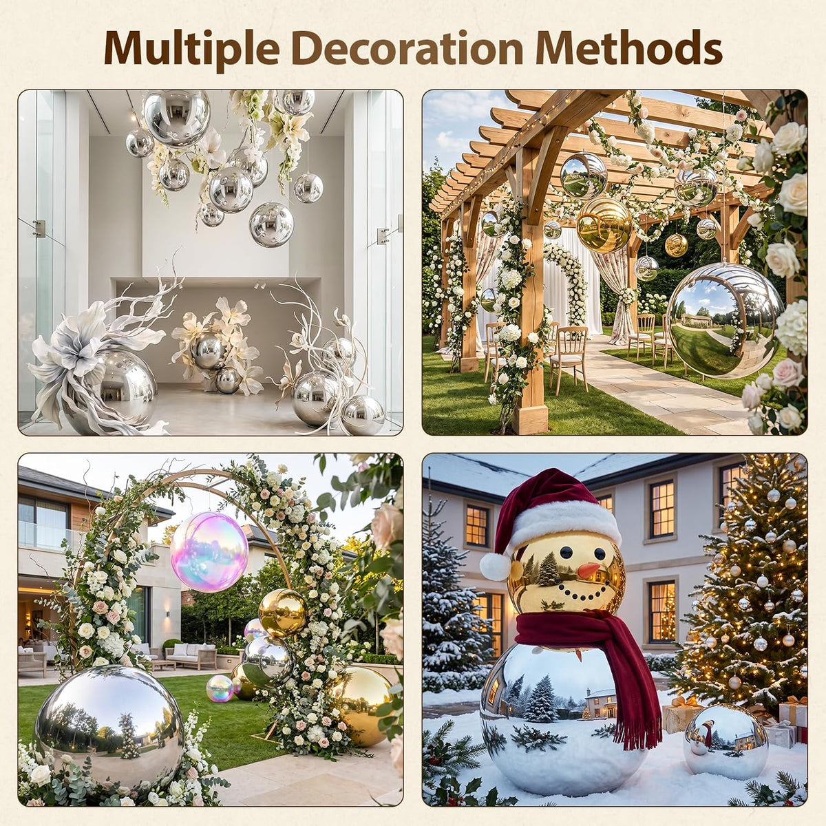 Large silver reflective event decoration