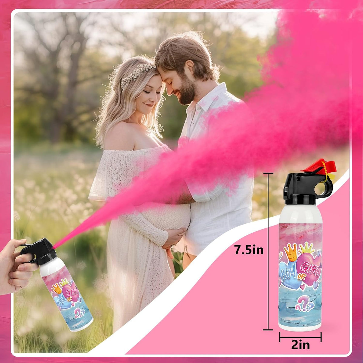 Pink powder gender reveal props for outdoor celebrations
