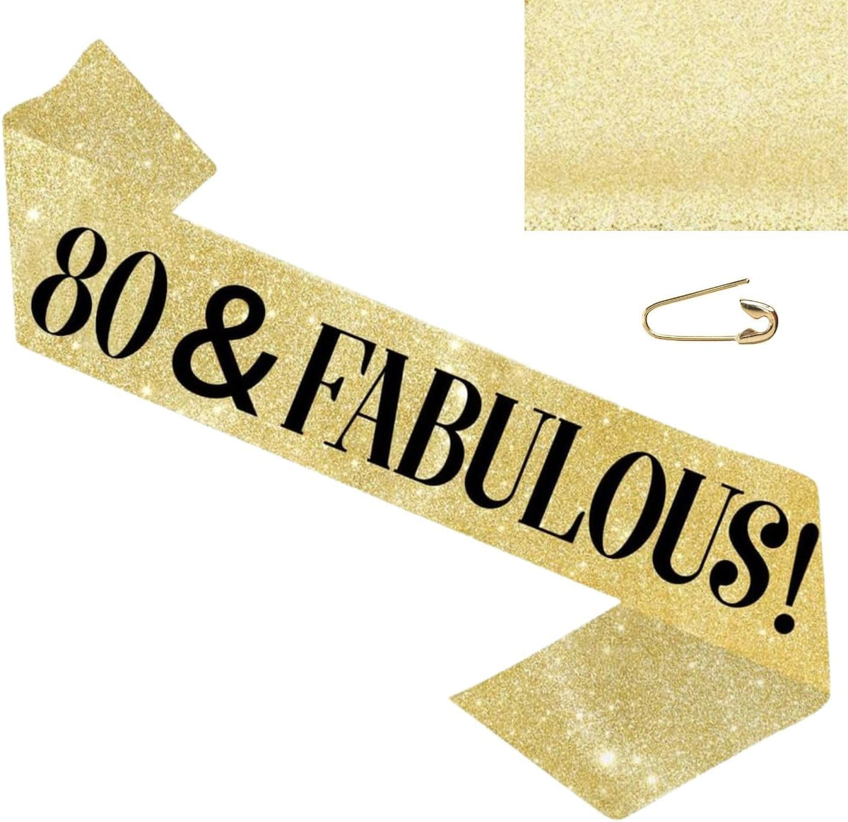 “80 & Fabulous” gold birthday sash