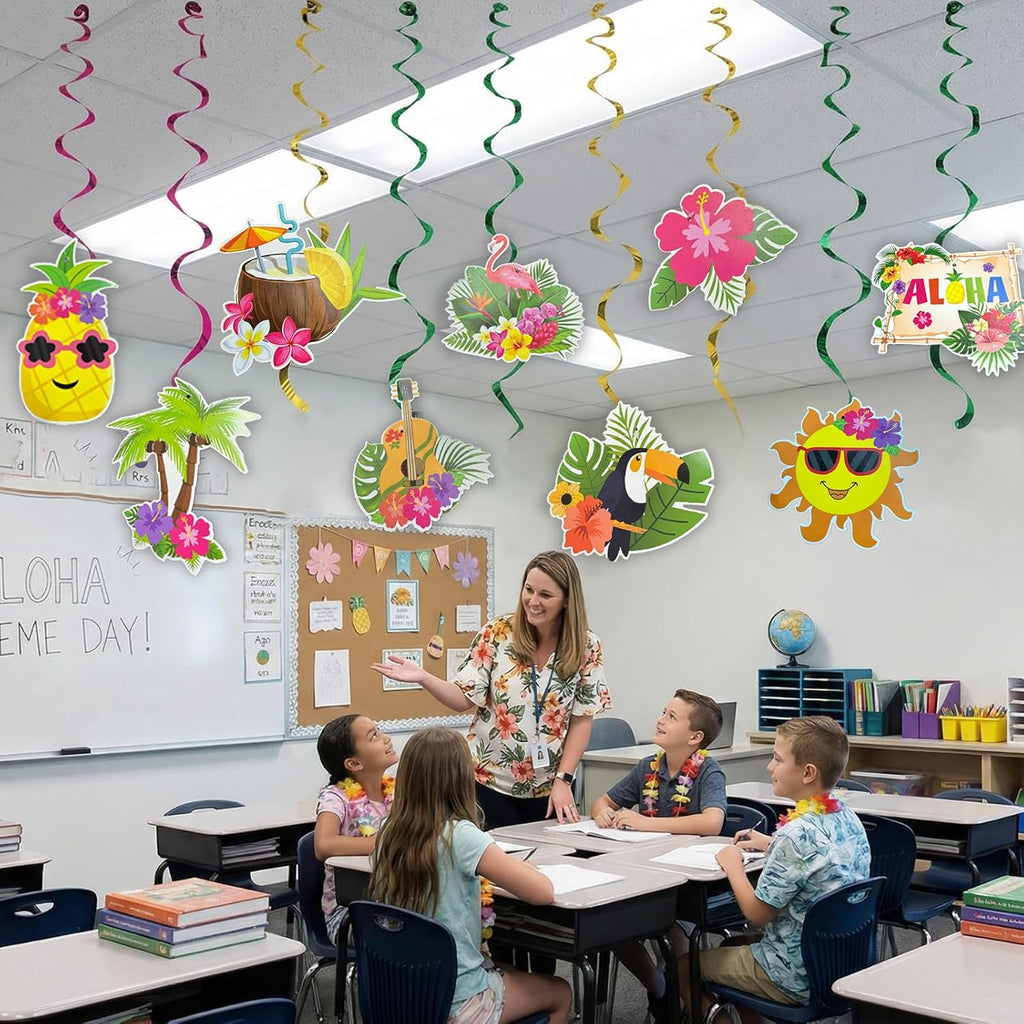 Tropical birthday hanging swirl décor