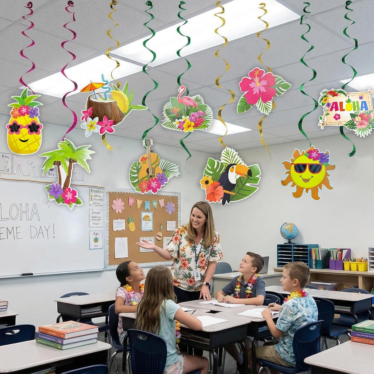 Tropical birthday hanging swirl décor