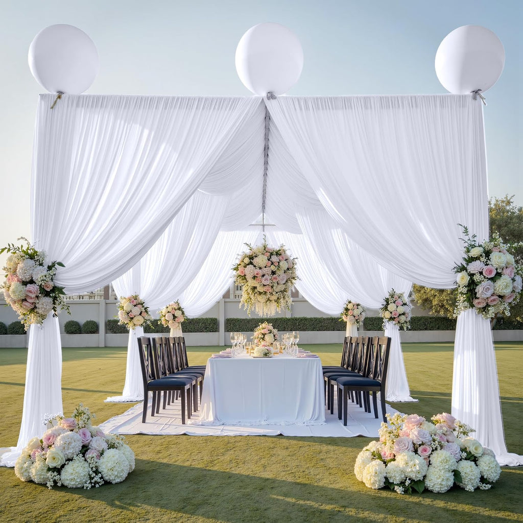 White wedding draping panels with rod pockets