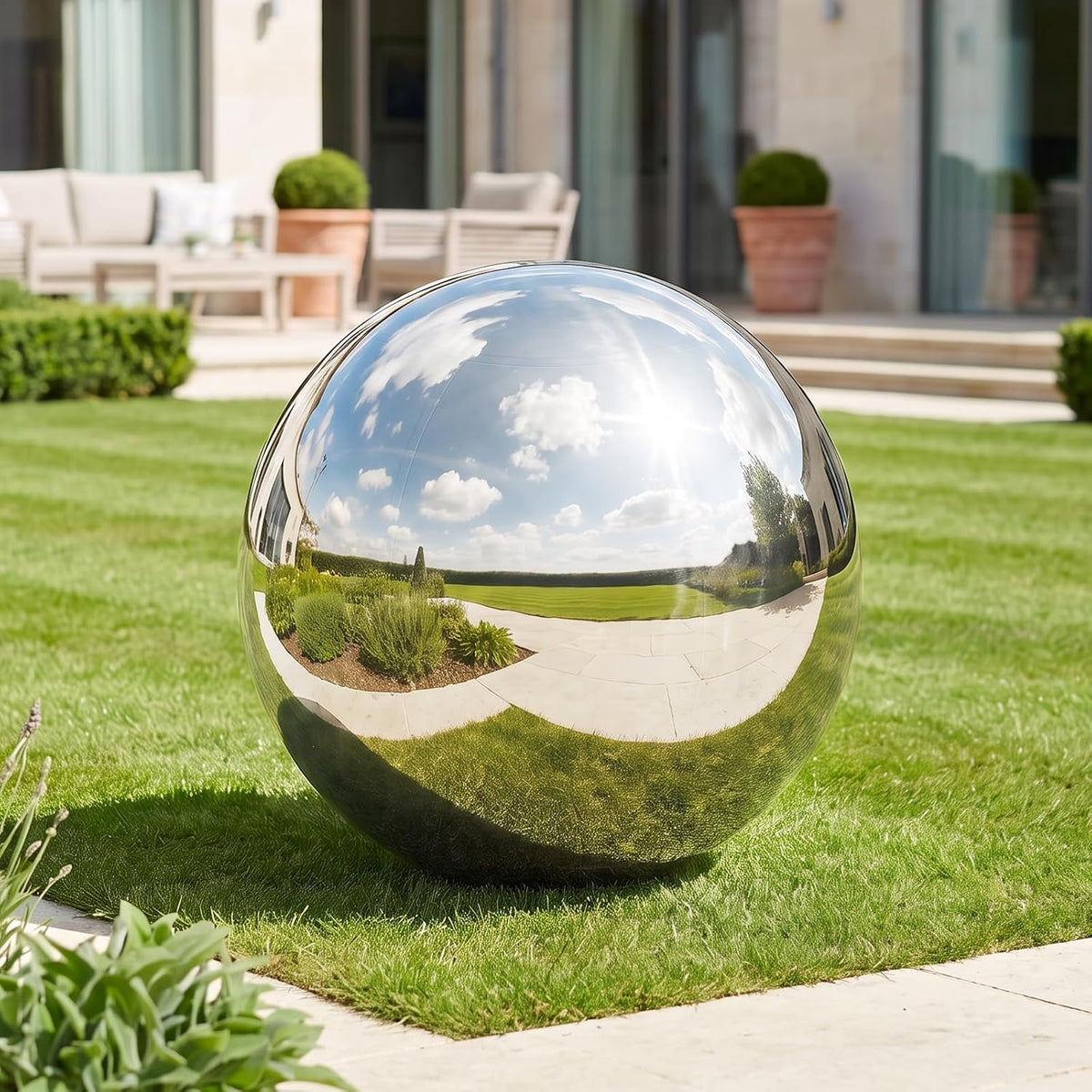 Silver inflatable mirror ball for event décor