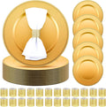 Gold charger plates and napkin rings set