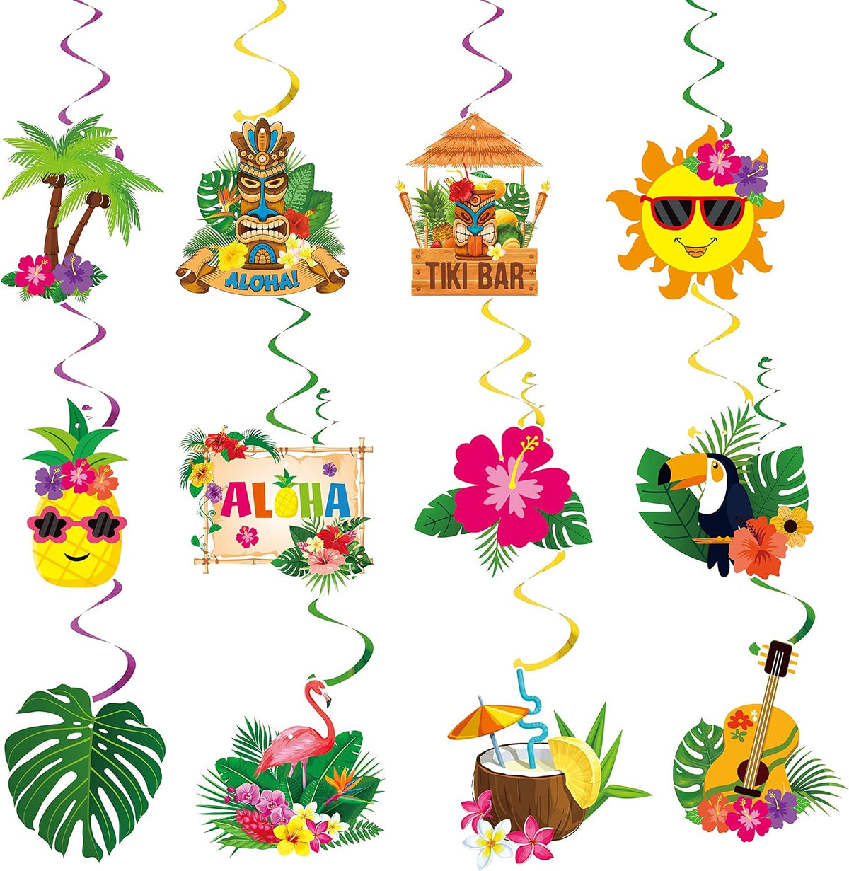 Hawaiian-style hanging swirls for luau parties