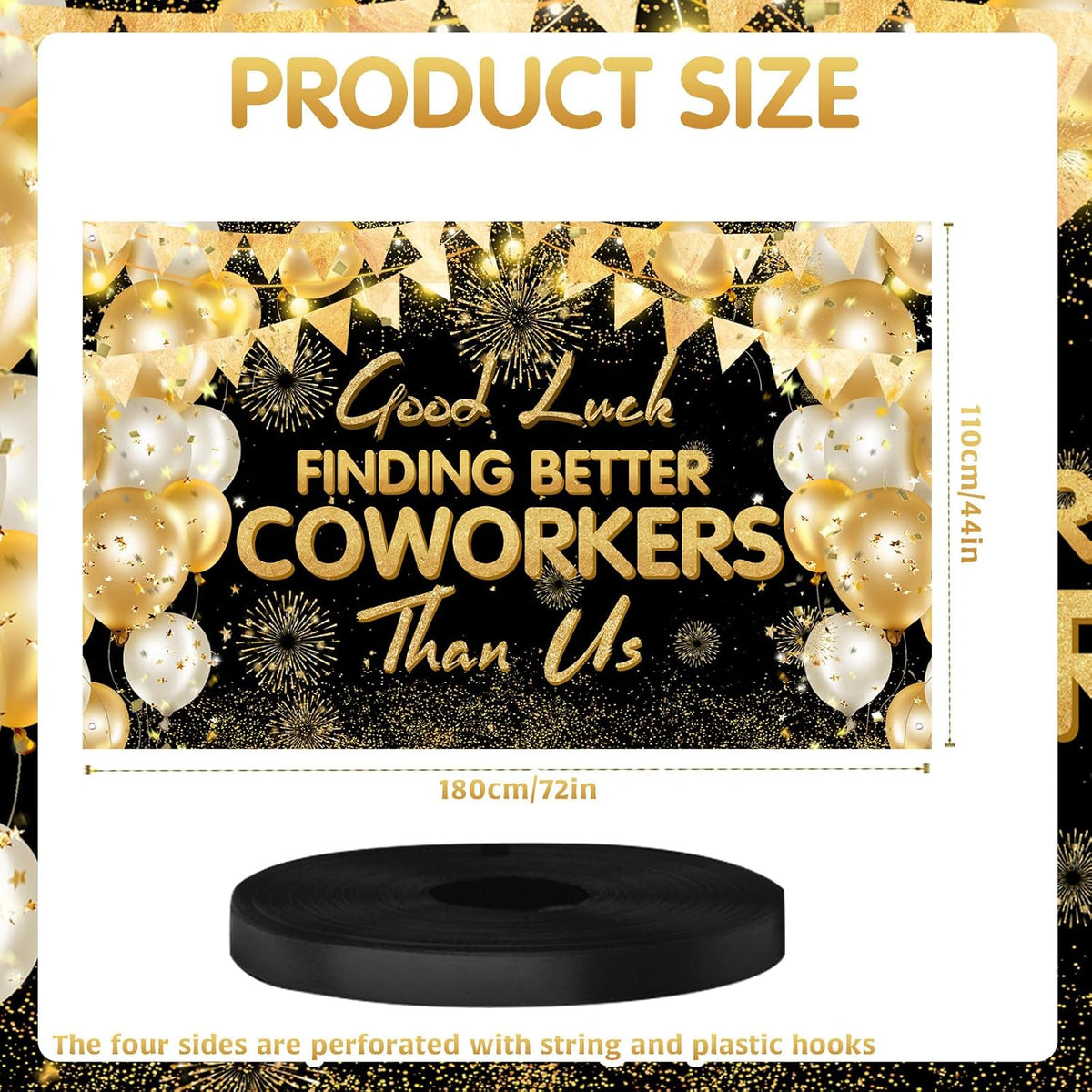 Black and gold coworker farewell party banner