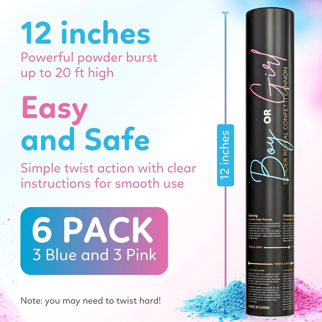 Pink and blue powder cannons for baby reveal parties
