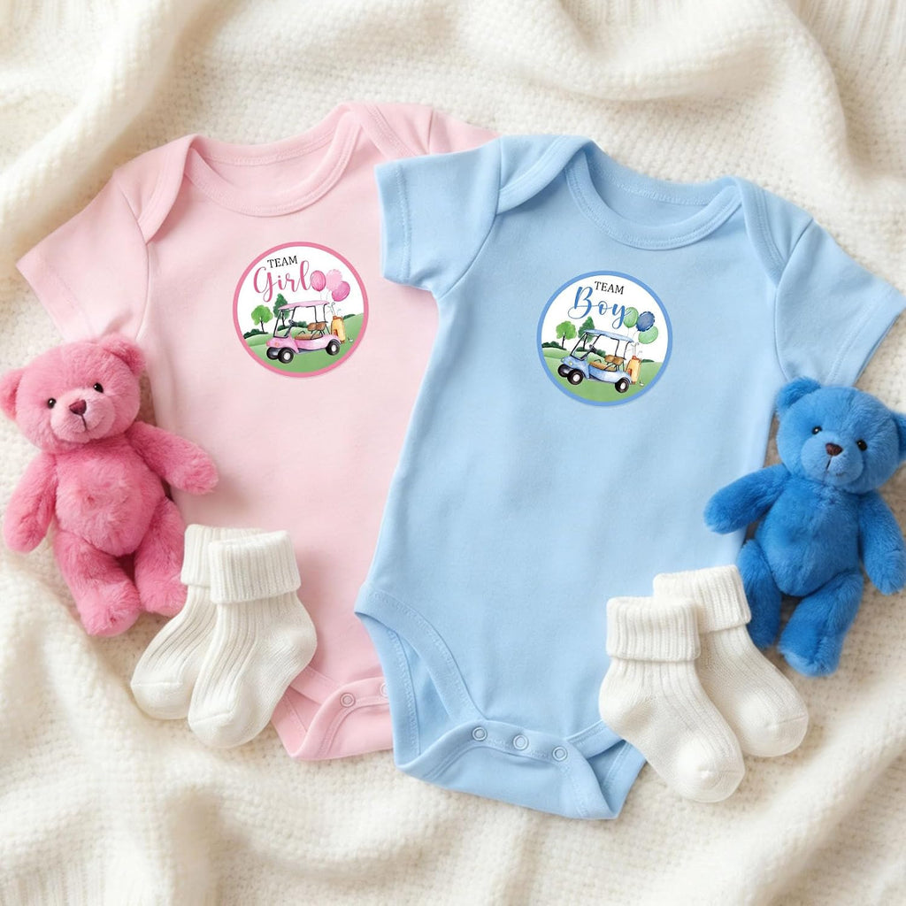 Pink and blue golf baby shower sticker set