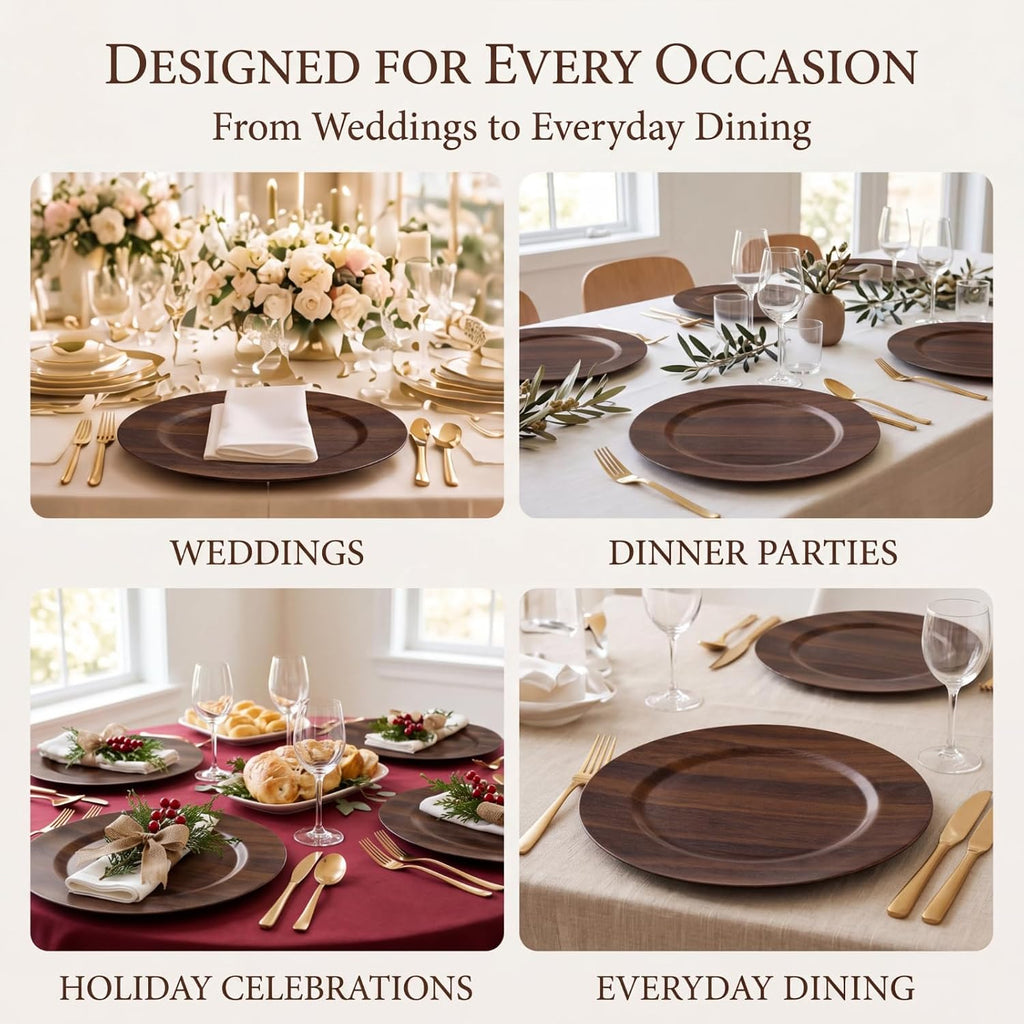13-inch faux wood table chargers