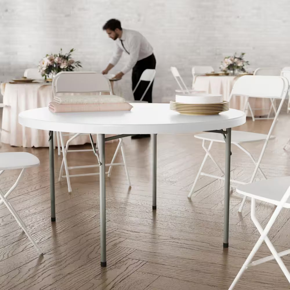 White folding table for parties and receptions