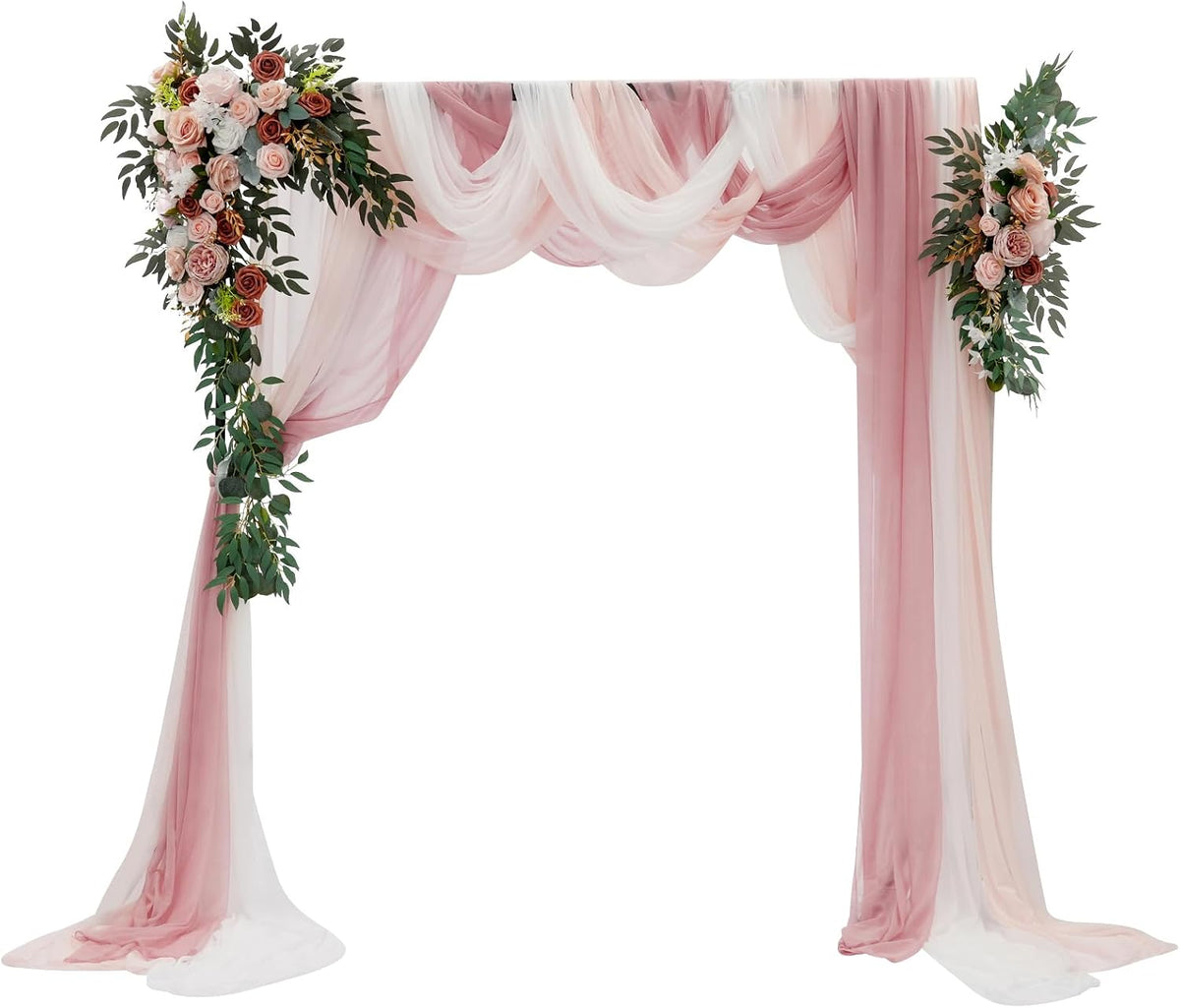 Pink wedding backdrop floral and draping set