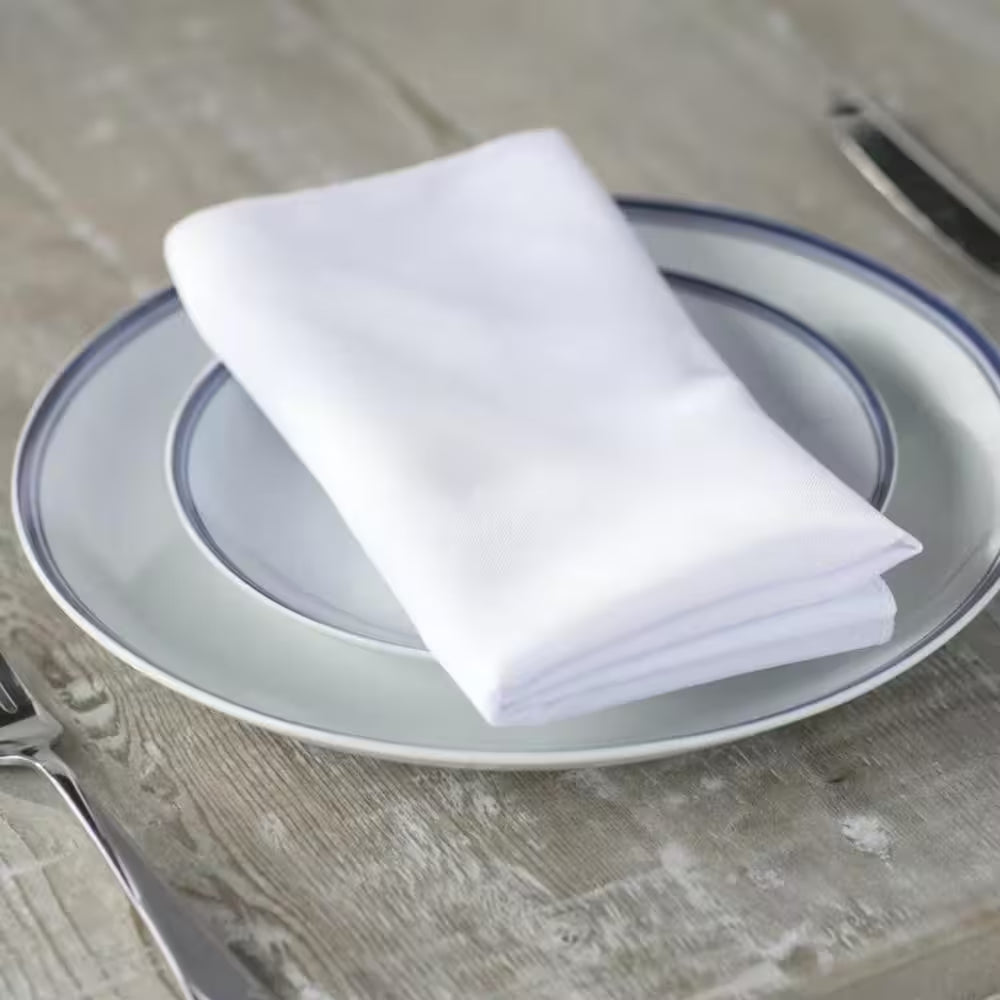 Reusable white polyester table napkins