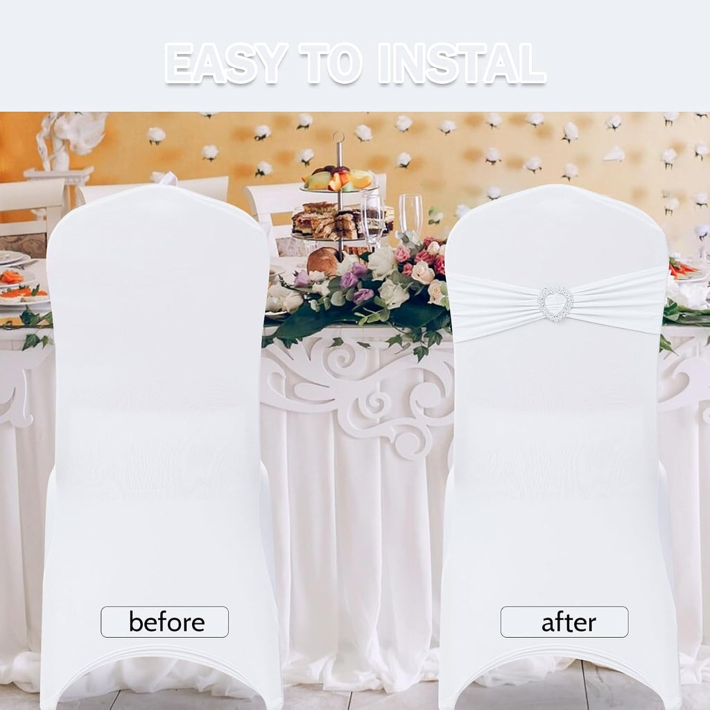 White chair bands for banquet and dining chairs