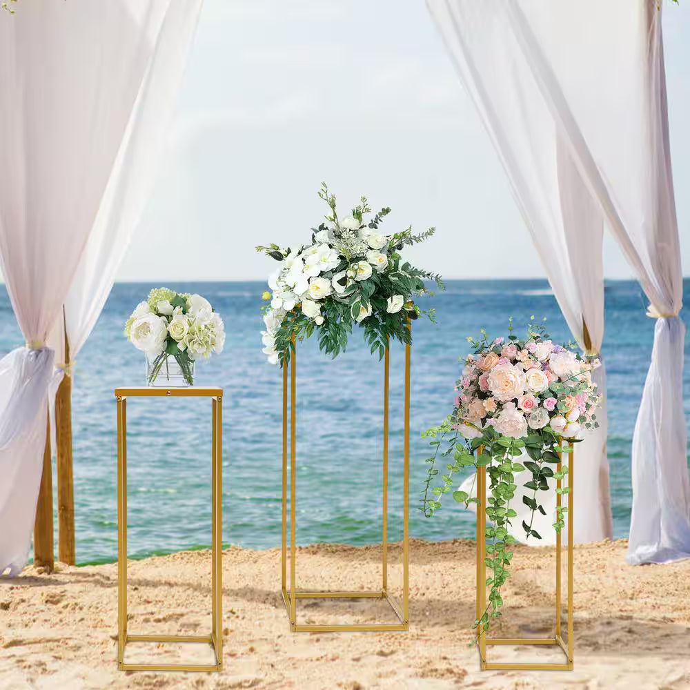 Gold centerpiece stands for wedding tables
