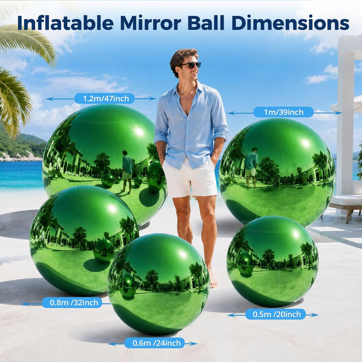 Green mirror ball decoration for events