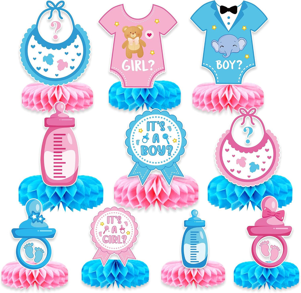 Pink and blue gender reveal table centerpieces