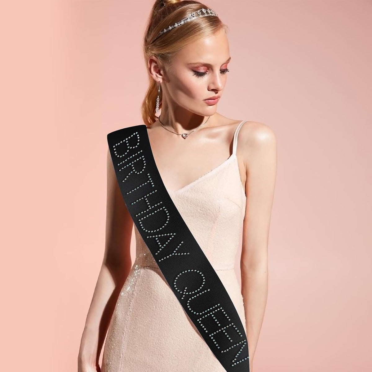 Rhinestone Birthday Queen party sash