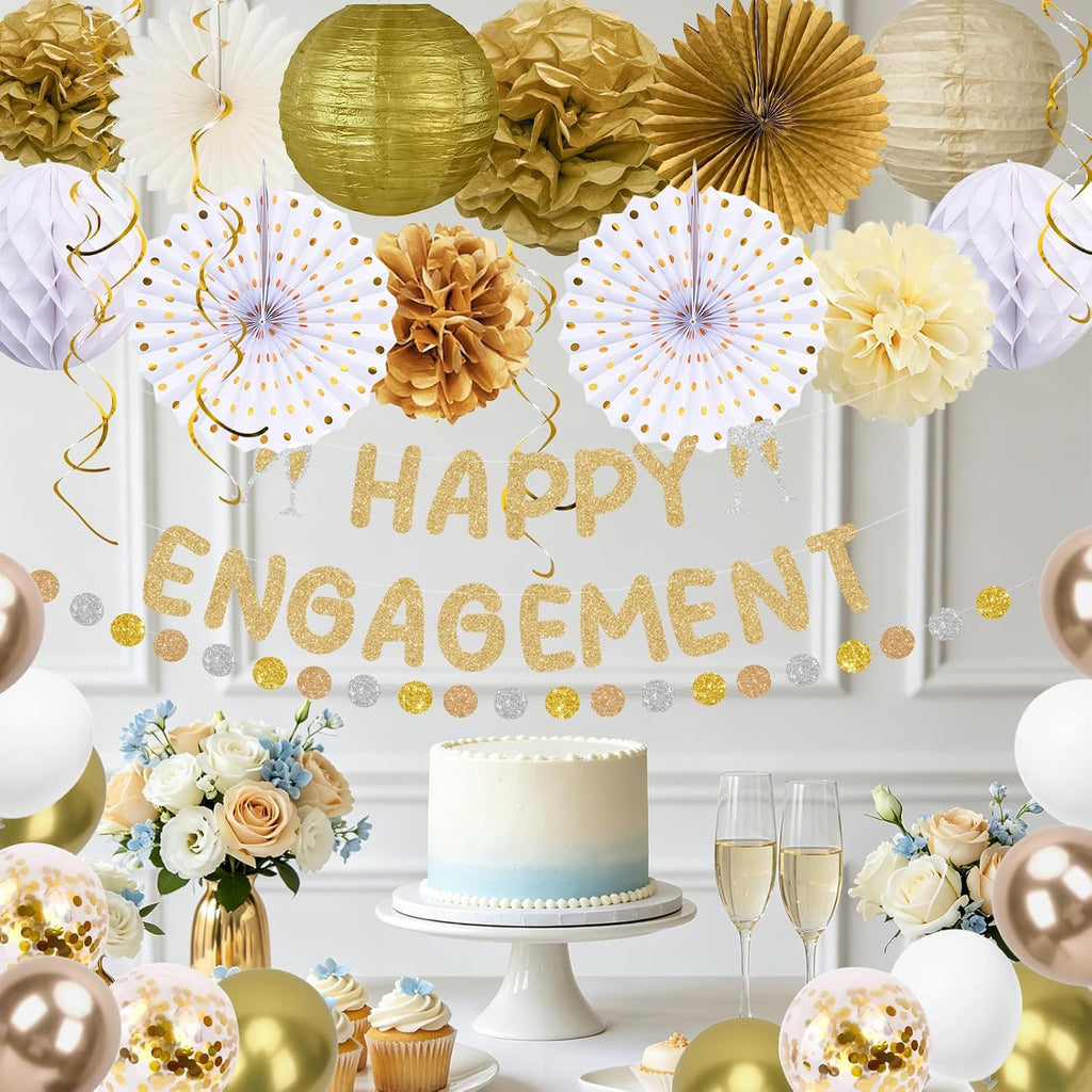 Champagne gold party backdrop decorations for engagements