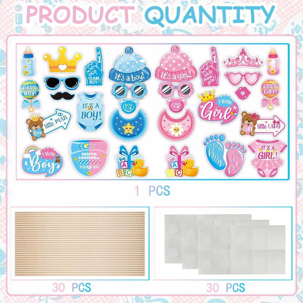 Baby shower photo booth props for gender reveal parties
