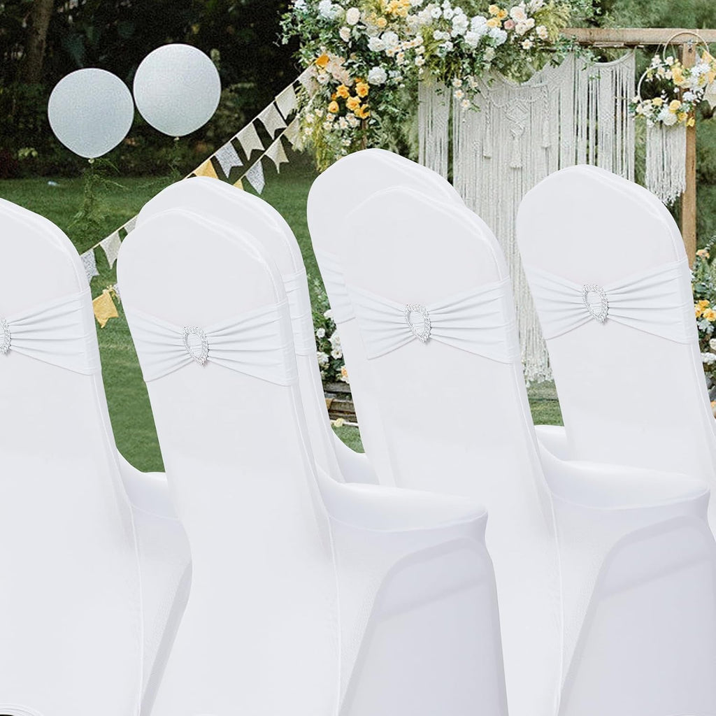 Elastic white chair sashes with buckle