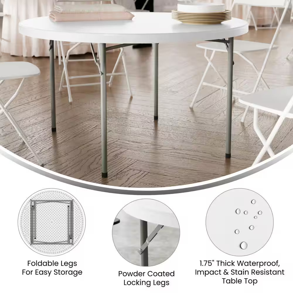 Portable round white event table